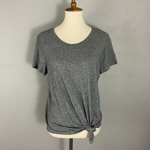 Madewell gray cotton tie front tee